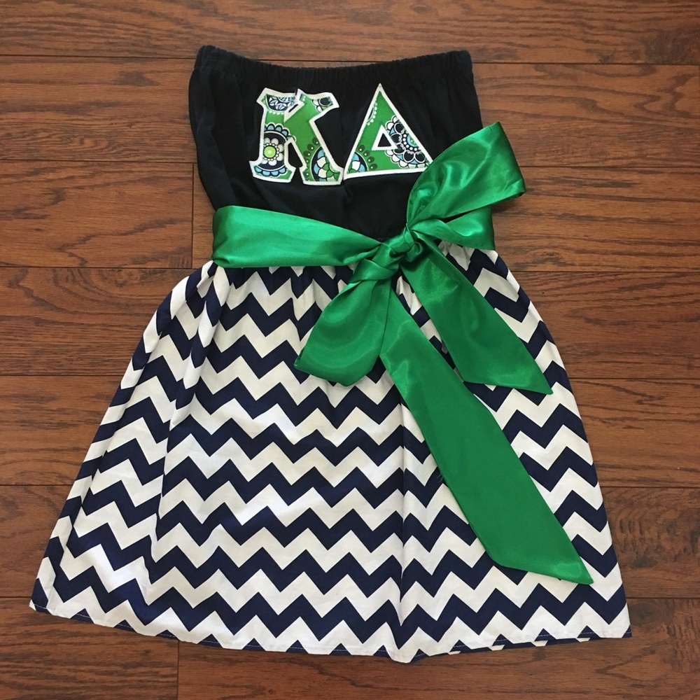 Custom Kappa Delta Dress Chevron Strapless Greek Letters Sorority Rush 2010